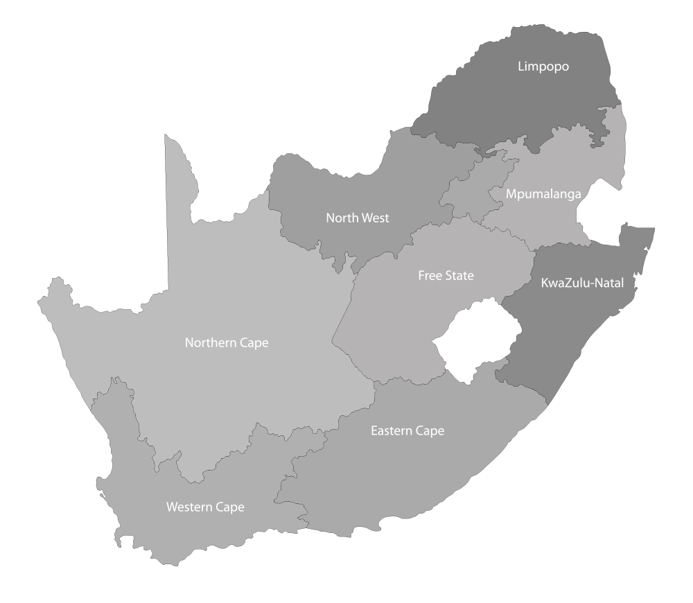 Locations of RAINBOW across South Africa