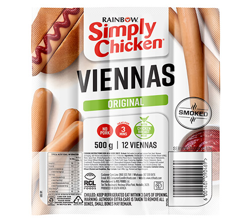 Simply Chicken Viennas original 500G
